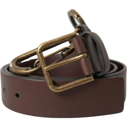 Belts, male, , Size: 100 CM Calf Leather Metal Buckle Belt - Dolce & Gabbana - Modalova