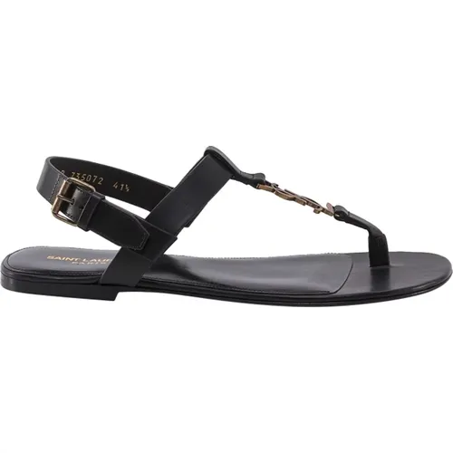 Herren Leder Flache Sandalen - Saint Laurent - Modalova