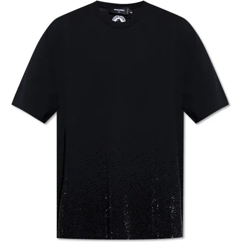 T-Shirt mit schimmernden Applikationen , Herren, Größe: 2XL - Dsquared2 - Modalova