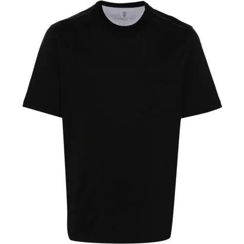 Schwarzes Baumwoll-Jersey T-Shirt , Herren, Größe: 2XL - BRUNELLO CUCINELLI - Modalova