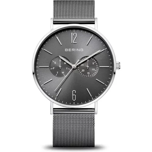 Watches, male, , Size: ONE SIZE Men's Watch Classic Stainless Steel Milanese Band Grey 14240-308 - Bering - Modalova