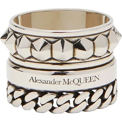 Rings, male, , Size: 56 MM Silver Punk Metal Circle Ring - alexander mcqueen - Modalova