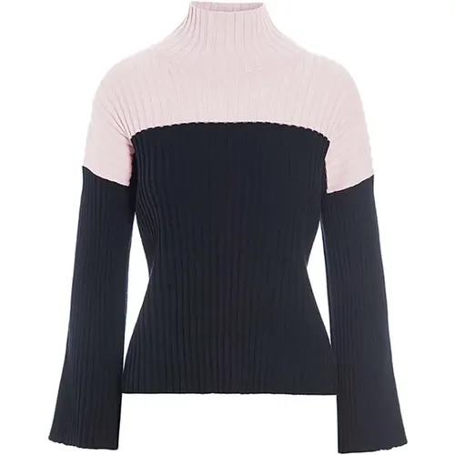 Rib Knit Blouse Black/Pale Pink Block , female, Sizes: L, XL, S, M, XS, 2XL - Bitte Kai Rand - Modalova