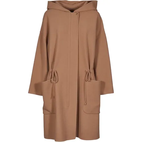 Parkas, female, , Size: M Camel Wool Cashmere Hooded Coat - Max Mara - Modalova