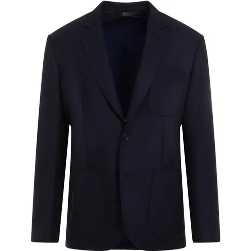 Blazers, male, , Size: M Navy Wool Jacket - Brioni - Modalova