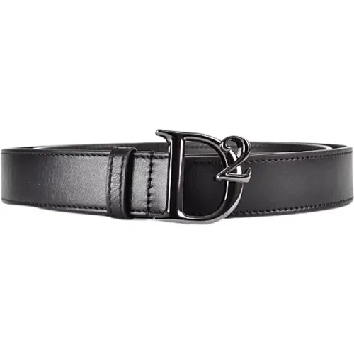 Belts, male, , Size: 95 CM Leather Belt with Metal Buckle - Dsquared2 - Modalova