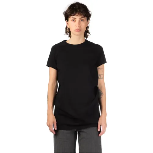 Schwarzes Baumwoll-T-Shirt mit Signaturnaht , Damen, Größe: L - Rick Owens - Modalova