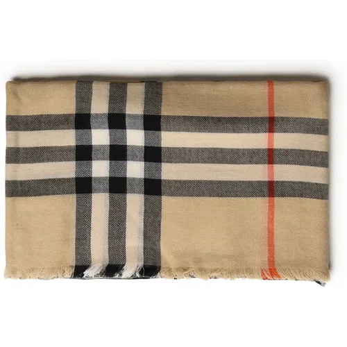 Winter Scarves, female, , Size: ONE SIZE Check Pattern Wool Scarf - Burberry - Modalova