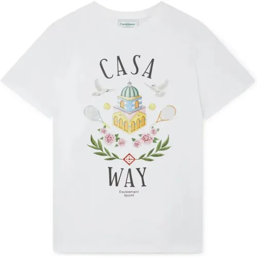 Casa Way Weißes T-Shirt aus Bio-Baumwolle , Herren, Größe: M - Casablanca - Modalova