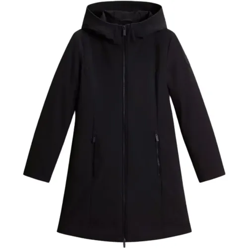 Schwarzer Tech Softshell Daunenmantel , Damen, Größe: S - Woolrich - Modalova