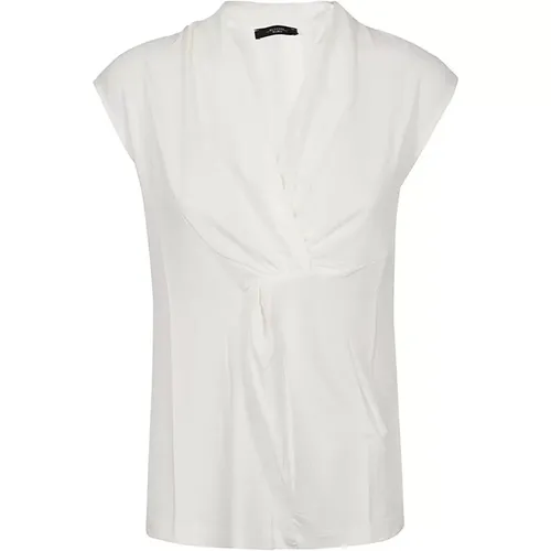 Weißes Lyocell Jersey Top mit Raffung , Damen, Größe: M - Max Mara Weekend - Modalova