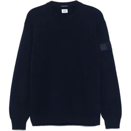 Luxuriöser Merinowolle Crewneck Strick , Herren, Größe: S - C.P. Company - Modalova