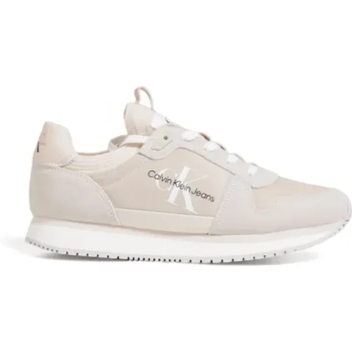 Rosa Wildleder Print Sneakers Gummisohle , Damen, Größe: 41 EU - Calvin Klein - Modalova