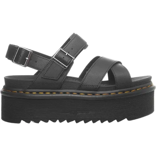 Schwarze Leder Flache Sandalen für Frauen - Dr. Martens - Modalova