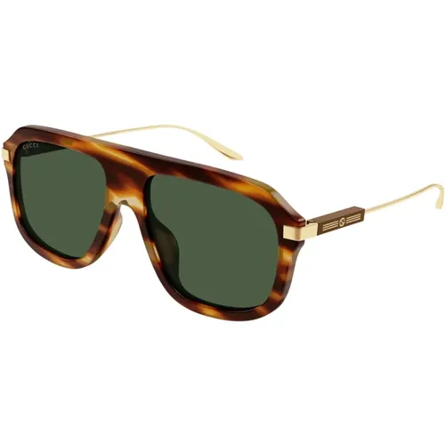 Strip Havana Sunglasses , male, Sizes: 57 MM - Gucci - Modalova