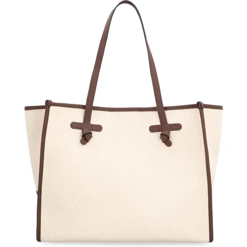 Herringbone Stoff Tote mit Lederdetails , Damen, Größe: ONE Size - Gianni Chiarini - Modalova