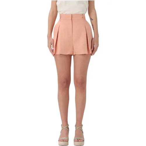 Linen Blend High Waist Shorts , female, Sizes: L, M, S - Twinset - Modalova