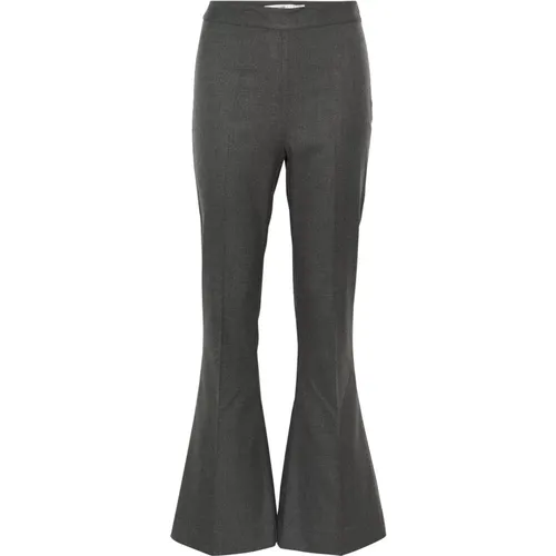 High Waist Flared Pants Dark Grey Melange , female, Sizes: XS, M, L, S, 2XL, XL - Gestuz - Modalova