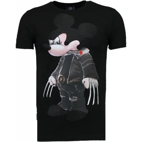 Bad Mouse Rauchender Rhinestone - T-Shirt Herren - 5090Z , Herren, Größe: M - Local Fanatic - Modalova