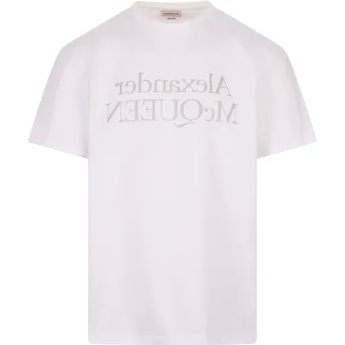 Weißes Logo Rundhals T-Shirt , Herren, Größe: L - alexander mcqueen - Modalova