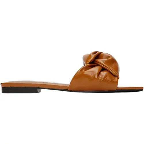 Sliders, female, , Size: 10 US Luxury Caramel Knot Slides - By FAR - Modalova