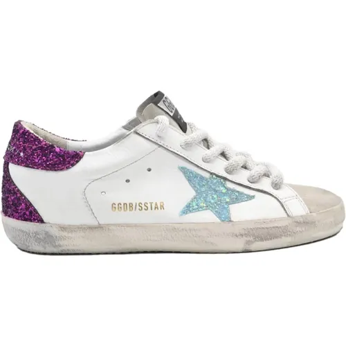 Superstar Skyblue Star Purple Glitter , female, Sizes: 6 UK - Golden Goose - Modalova