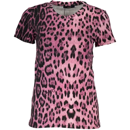 Gemustertes T-Shirt mit Logo , Damen, Größe: M - Cavalli Class - Modalova