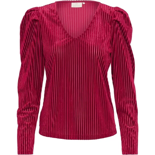 Rotes Elegantes Top mit Puffärmeln , Damen, Größe: XL - Kaffe - Modalova