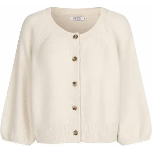 Elegant Feminine Cardigan with Puff Sleeves , female, Sizes: L, M, XL, 2XL - Masai - Modalova