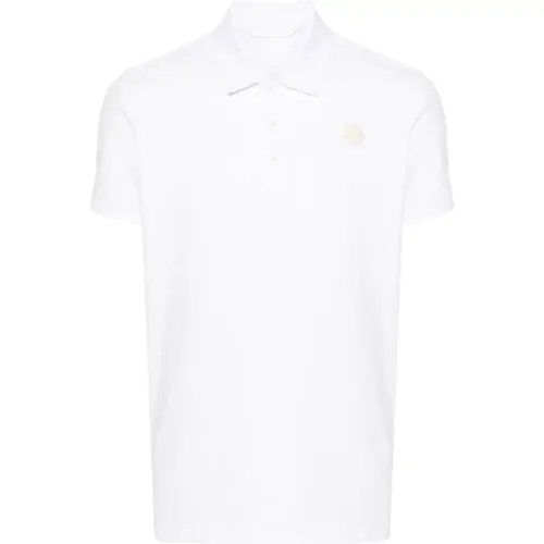 Weißes Baumwoll-Poloshirt mit Logopatch - Moncler - Modalova