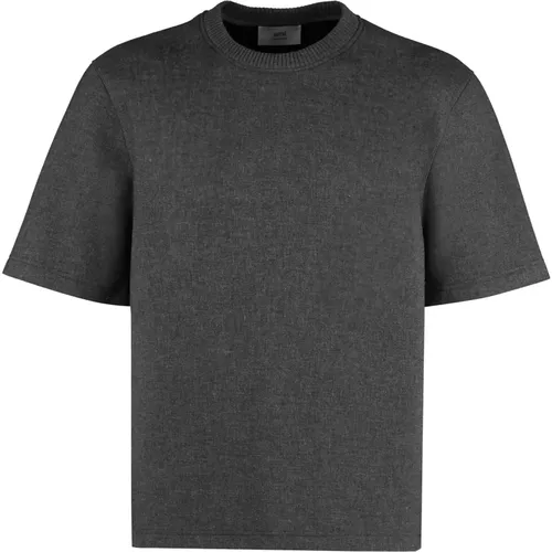 Geripptes Strick T-shirt , Herren, Größe: M - Ami Paris - Modalova