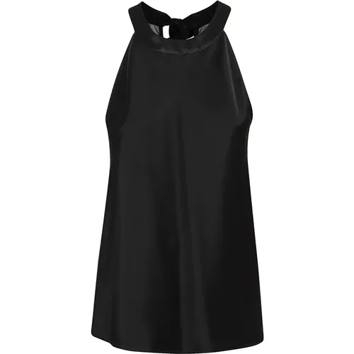 Schwarzes Satin Rückenfreies Schleifentop , Damen, Größe: 2XS - pinko - Modalova