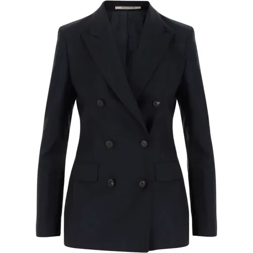 Blazers, female, , Size: 2XS Stretch Wool Double-breasted Jacket - Tagliatore - Modalova