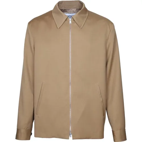 Wool Jacket with Zip, Desert Color , male, Sizes: S, M - Lanvin - Modalova