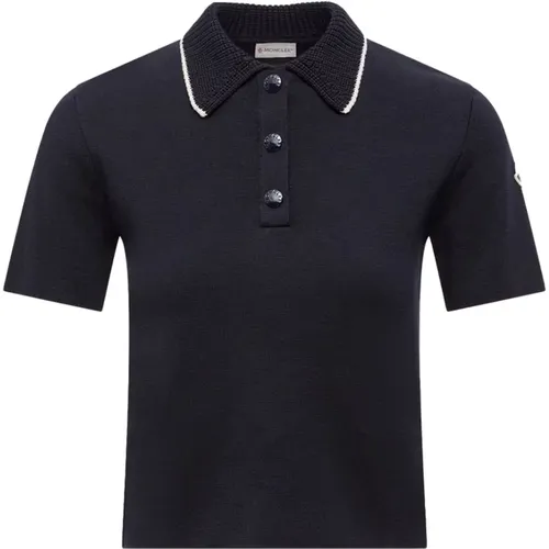 Polo Shirts, female, , Size: XL Knit Cotton Polo Shirt - Moncler - Modalova