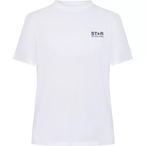 Weißes Logo Grafikdruck T-Shirt , Damen, Größe: XS - Golden Goose - Modalova