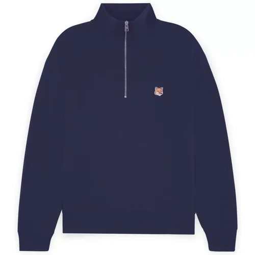FOX Head Patch Comfort Half ZIP Sweatshirt , male, Sizes: S, M, XS, L, XL - Maison Kitsuné - Modalova