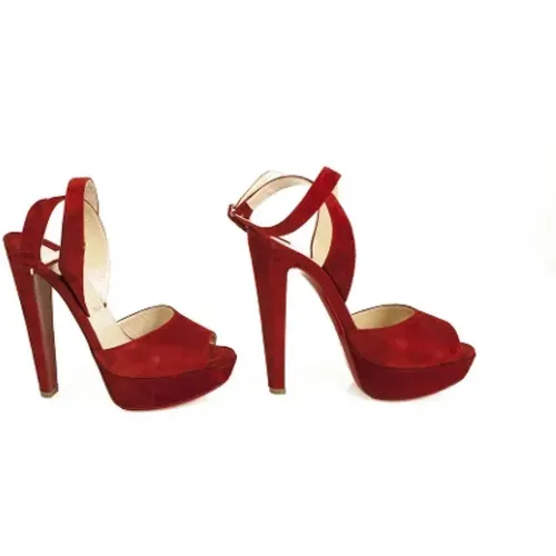 Burgundy Suede Christian Louboutin Sandals , female, Sizes: 4 1/2 UK - Christian Louboutin Pre-owned - Modalova