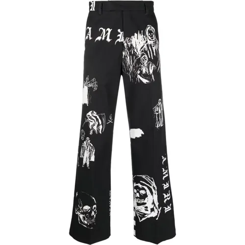 Graphic-Print Straight-Leg Trousers , male, Sizes: M - Amiri - Modalova