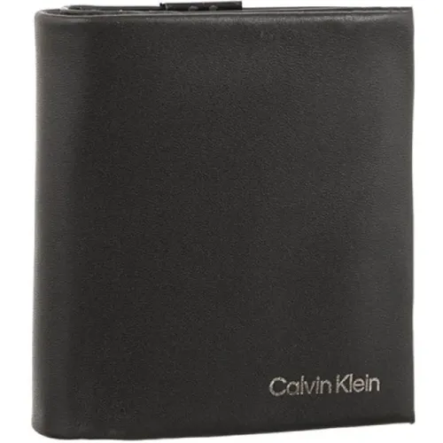 Wallets & Cardholders, male, , Size: ONE SIZE Leather Wallet with Card Slots and Money Clip - Calvin Klein - Modalova