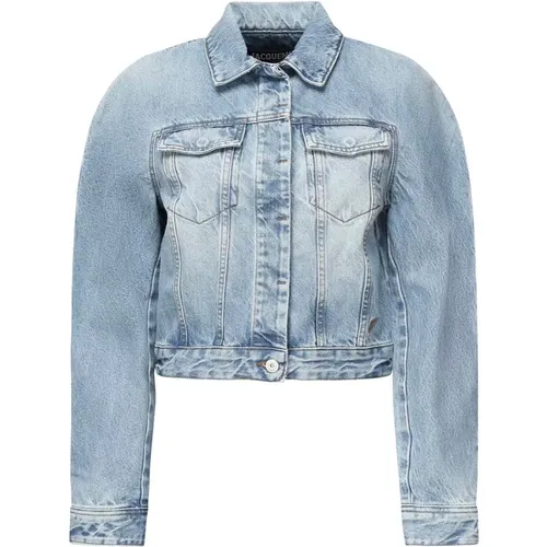 Denim Shirts, female, , Size: S Stonewashed Denim Button-Up Coat - Jacquemus - Modalova