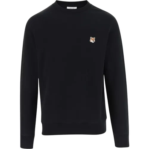 Baumwoll Rundhals Sweatshirt Fuchspatch , Herren, Größe: XL - Maison Kitsuné - Modalova