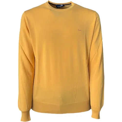 Sweatshirts, male, , Size: XL Mustard basic men's sweater with tone-on-tone logo - XL - Harmont & Blaine - Modalova