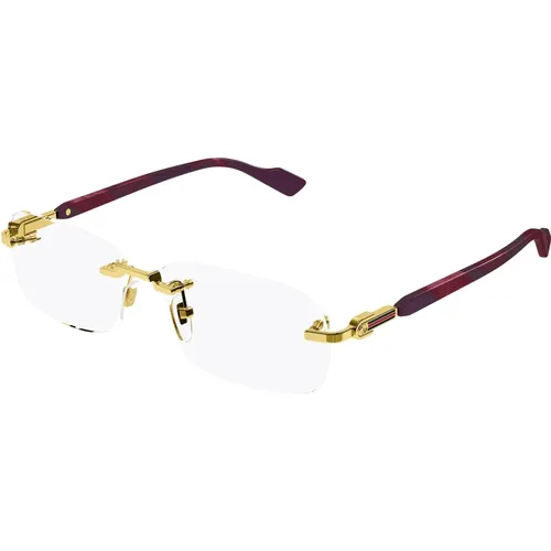 Gold Burgundy Eyewear Frames , male, Sizes: 56 MM - Gucci - Modalova