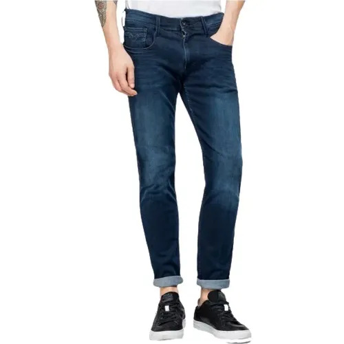 Dunkelblaue Hyperflex Slim Fit Jeans - Replay - Modalova