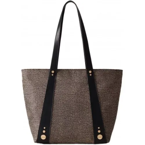Natural Shopping Bag with Leather Handles , female, Sizes: ONE SIZE - Borbonese - Modalova