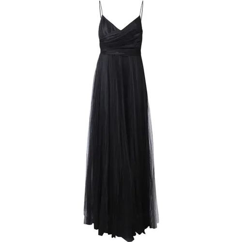 Schwarzes Plissiertes Tüll langes Kleid , Damen, Größe: XS - Fabiana Filippi - Modalova