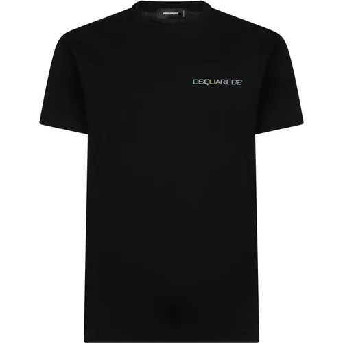 Schwarzes Bedrucktes T-Shirt und Polo , Herren, Größe: S - Dsquared2 - Modalova