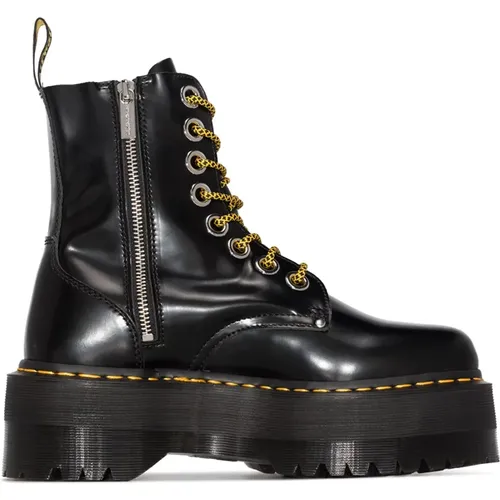 Schwarze Leder Plateau Reißverschlussstiefel , Damen, Größe: 36 EU - Dr. Martens - Modalova