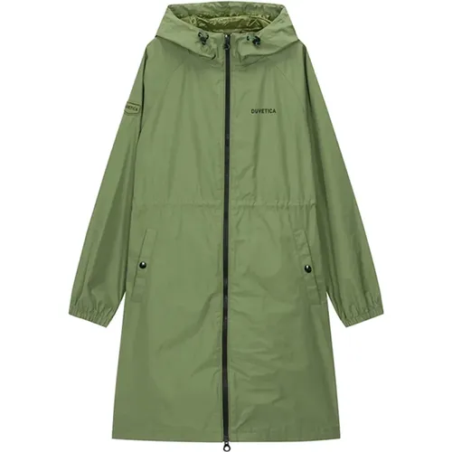 Hooded Water-Repellent Jacket Olive Chiaro , female, Sizes: 2XS - duvetica - Modalova